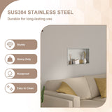 Brushed Stainless Steel Wall Shower  Niche , Double Recessed Shower Shelf for Bathroom