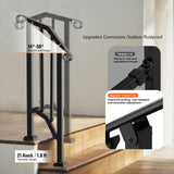 VEVOR Handrails for Outdoor Steps, 1-2 Step Stair Hand Rail Kit, Transitional Carbon Steel Railings with Installation Kit, Stair Rails for Seniors, Concrete Steps & Porch & Deck, Black Retro Arch