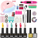 Nail Gel Kit Professional Nail Set With 120W/54W UV Nail Lamp And Nail Drill For All Drying Gel Nail Polish Manicure Set