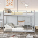 Full over Full Metal Bunk Bed;  Low Bunk Bed with Ladder