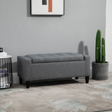 Linen Upholstered Storage Ottoman with Lift-Top Design Space-Saving Gray