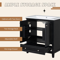 30\" Bathroom Vanity with Sink Combo, Multi-functional Bathroom Cabinet with Doors and Drawer, Solid Frame and MDF Board