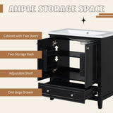 30\" Bathroom Vanity with Sink Combo, Multi-functional Bathroom Cabinet with Doors and Drawer, Solid Frame and MDF Board