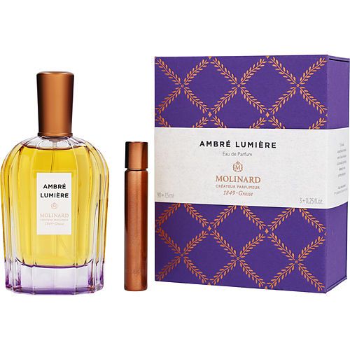 MOLINARD AMBRE LUMIERE by Molinard EAU DE PARFUM SPRAY 3 OZ & EAU DE PARFUM ROLL-ON 0.25 OZ MINI