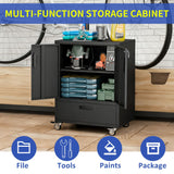 Tool Cart with Wheels, 40" H x 30" W x 20" D, Mobile Tool Cabinet with Lockable Casters & Drawer, Heavy-Duty Steel Storage Organizer for Garage, Workshop, Office - Easy 30-Min Assembly