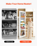 VEVOR Over the Door Pantry Organizer, 9-Tier Pantry Organization and Storage, Heavy-Duty Steel Hanging Spice Rack, Adjustable Wall Seasoning Shelves, for Home Kitchen Laundry Room Bathroom, White