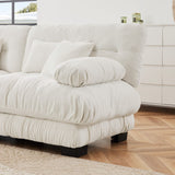 Cloud Couch 2 Seater Sofa for Living Room, Chenille 2 - Seat sofa with 2 Lumbar pillows and 2 throw pillows,Chenille White