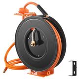 VEVOR Retractable Air Hose Reel, 3/8IN x 50FT Rubber Air Hose Max 300PSI, Air Compressor Hose Reel Auto-Rewind with 5FT Lead in, Ceiling/Wall Mount Heavy Duty Single Arm Reel & 180° Swivel Bracket