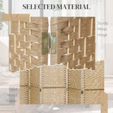 8 Panel Folding Room Divider Portable Privacy Screen Wave Fiber Room Partition for Home Office Natural