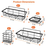 5 Pack Shower Caddy Shelves with 18 Inbuilt Hooks Rustproof Wall-Mounted Storage Shelves for Bathroom Dorm Kitchen Adhesive Bathroom Organizer for Shampoo Toothbrush Soap