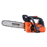 VEVOR Gas Chainsaw, 25.4CC 12" 1.2HP, Gasoline Powered Chain Saw, Handheld Cordless Petrol Chainsaws for Tree Wood Branch Cutting, Tree Trimming, Land Clearing, Farm Garden Ranch Forest Cutting Use