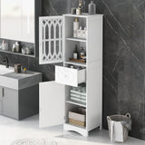 Tall Bathroom Cabinet, Freestanding Storage Cabinet with Drawer and Doors, MDF Board, Acrylic Door, Adjustable Shelf