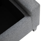Linen Upholstered Storage Ottoman with Lift-Top Design Space-Saving Gray