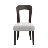 Dining Chairs Set of 2, Upholstered Kitchen Side Chairs with Gray Fabric Seating Dark Brown Solid Rubber Wood Legs, 330 LBS Weight Capacity