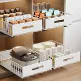 2 Pack Pull Out Cabinet Organizer, Slide Out Cabinet Drawers Peel and Stick Pull Out Drawers Heavy Duty Pull Out Shelf for Kitchen, Cupboard, Pantry, Bathroom
