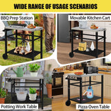 Stainless Steel BBQ Grill Cart with Wheels Portable Outdoor Grilling Tabletop Prep Station for Patio Garden Backyard Cooking and Serving