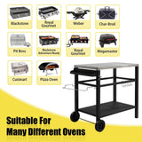 Stainless Steel BBQ Grill Cart with Wheels Portable Outdoor Grilling Tabletop Prep Station for Patio Garden Backyard Cooking and Serving