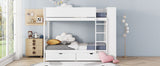 Twin over Twin Bunk Bed With 2 Drawers and Multi-layer Cabinet, White