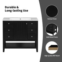 36\" Bathroom Vanity with Sink Combo, One Cabinet and Three Drawers, Solid Wood and MDF Board