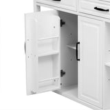 47 inch Kitchen Island with Extendable Dining Table, Rubber Wood Veneer Kitchen Table with Internal Storage Rack, Power Outlet, Kitchen island with Storage 2 Drawers 2 Cabinet