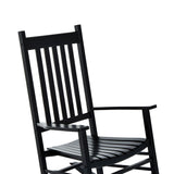 Wooden Outdoor Rocking Chair with Armrests, High Back for Garden, Patio, Balcony, Porch, Black