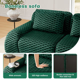 114" Modern L-Shaped Modular Sectional Sofa for Living Room,Flannelette Fabric,Oversized 3-Seater Couch,Deep Seat,Boneless sofa,Movable Ottoman,Buckle connection,Anti-slip Design,No Assembly,Green