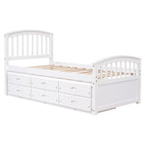 Twin Size Platform Storage Bed Solid Wood Bed with 6 Drawers