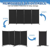 6FT 4-Fold 160g Polyester Fabric Plastic Foot Carbon Steel Frame Foldable Screen Black
