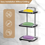 Soap Dish Soap Bar Holder Square Soap Rack Wall Mounted S Bar Shower Bathroom Self with 2 Hooks