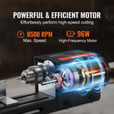 VEVOR Compact Lathe Machine, Dimensions 2.76 x 6.3 inches, 24VDC 96W, Includes Milling Machine Accessories, Features 7 Adjustable Speeds Ranging from 4220 to 8450 RPM, Ideal for DIY Woodworking and