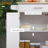 Space-Saving Kitchen Island Trolley with Storage Drawer, Towel Rack & Smooth Rolling Design in Classic White