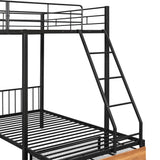 Full Over Twin & Twin Bunk Bed, Metal Triple Bunk Bed with Drawers and Guardrails