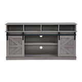 TV Stand Sliding Barn Door Modern&Farmhouse Wood Entertainment Center, Storage Cabinet Table Living Room with Adjustable Shelves for TVs Up to 65",Grey