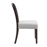 Dining Chairs Set of 2, Upholstered Kitchen Side Chairs with Gray Fabric Seating Dark Brown Solid Rubber Wood Legs, 330 LBS Weight Capacity