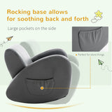 Grey Toddler Rocking Chair with Pocket PU Leather Kids Rocker for Nursery Playroom Durable Armchair