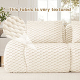 114" Modern L-Shaped Modular Sectional Sofa for Living Room,Flannelette Fabric,Oversized 3-Seater Couch,Deep Seat,Boneless sofa ,Movable Ottoman,Buckle connection,Anti-slip Design,No Assembly,Cream