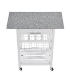 Mobile Rolling Kitchen Island Trolley Serving Cart with Underneath Drawer & Slide-Out Wire Storage Basket