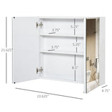 Mirrored Medicine Cabinet 24x22 Steel Frame Wall-Mounted Double Doors White