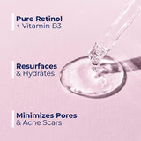 Resurfacing Retinol Serum for Face with Vitamin B3 Pure Retinol Face Serum for Anti Aging Wrinkles Fine Lines Acne Scar and Sun Spots for a Radiant Complexion Boost Collagen and Hydrates