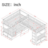 Twin Size Bunk Bed with a Loft Bed attached, with Two Drawers,Gray