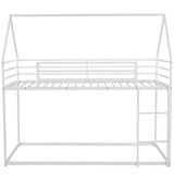 Twin over Twin House Bunk Bed with Built-in Ladder,White