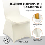 VEVOR Stretch Spandex Folding Chair Covers, Universal Fitted Chair Cover, Removable Washable Protective Slipcovers, for Wedding, Holiday, Banquet, Party, Celebration, Dining (100PCS Beige)