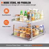 VEVOR 2 Tier 17"Wx21"Dx15"H Pull Out Cabinet Organizer, Heavy Duty Slide Out Pantry Shelves, Steel Roll Out Drawers, Sliding Drawer Storage for Home, 18.5"Wx22"Dx18"H Install Size for Cabinet