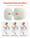 VEVOR Pregnancy Wedge Pillow, W-Shaped Maternity Pillow for Pregnant Women, Soft and Breathable Pregnancy Pillow with Removable & Washable Cover for Back Belly Hips Support, Lightweight and Portable