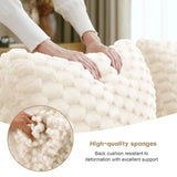 114" Modern L-Shaped Modular Sectional Sofa for Living Room,Flannelette Fabric,Oversized 3-Seater Couch,Deep Seat,Boneless sofa ,Movable Ottoman,Buckle connection,Anti-slip Design,No Assembly,Cream