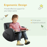 Grey Toddler Rocking Chair with Pocket PU Leather Kids Rocker for Nursery Playroom Durable Armchair