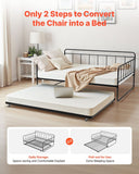 VEVOR Full Size Daybed Frame, Day Bed with Trundle, Heavy Duty Metal Platform Bed Frame, Full Daybed with Metal Slats Support for Living Room, Bedroom, Guest Room, Easy Assembly, Black