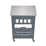 Mobile Rolling Kitchen Island Trolley Serving Cart with Underneath Drawer & Slide-Out Wire Storage Basket