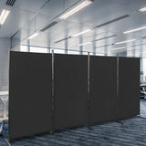 6FT 4-Fold 160g Polyester Fabric Plastic Foot Carbon Steel Frame Foldable Screen Black
