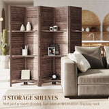 Functional 67" Tall Wood Room Divider & Storage Solution - 5 Panel Privacy Screen with Shelving - Perfect for Bedrooms